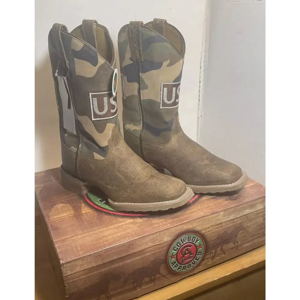 LAREDO MEN'S CAMO USA COWBOY BOOTS SIZE 8EW NEW IN BOX 7969